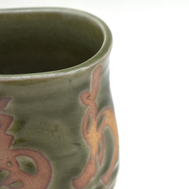 Crackled Jade Green Kyarakutā Tea Cup - Shizen Cha