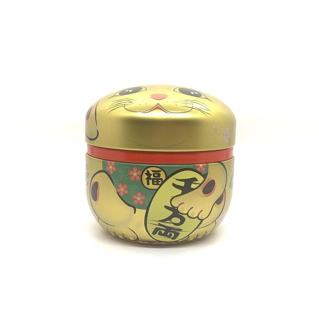 Gold Neko Cat Lacquered Tea Tin - Shizen Cha