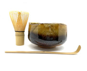 Japanese Handcrafted Tsuchi Brown Matcha Chawan Bowl Set - Shizen Cha