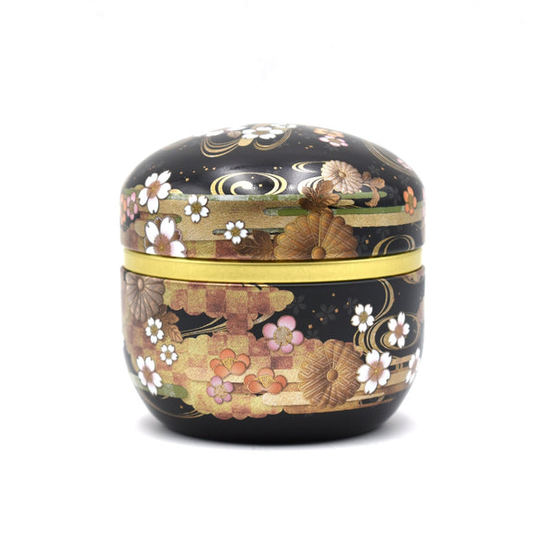Midnight Flower Blossom Lacquered Tea Tin - Shizen Cha