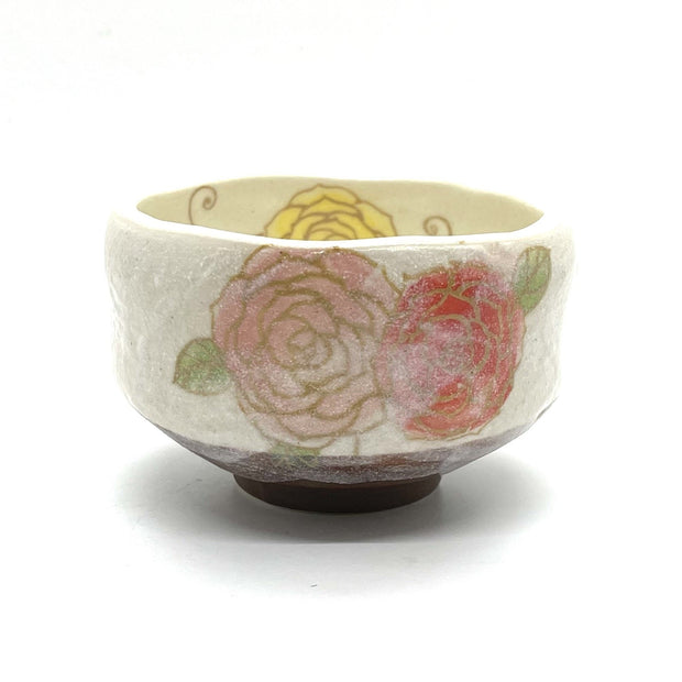 Rose Hana Beige Matcha Tea Bowl - Shizen Cha