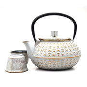 Rustic White Cast Iron Tea Pot Set - Shizen Cha LLC