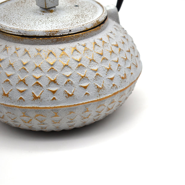 Rustic White Cast Iron Tea Pot Set - Shizen Cha LLC