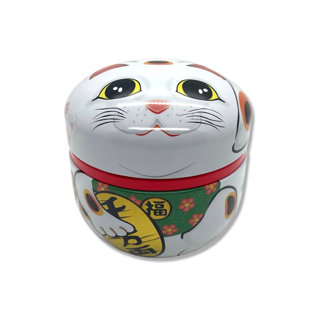 White Neko Cat Lacquered Tea Tin - Shizen Cha