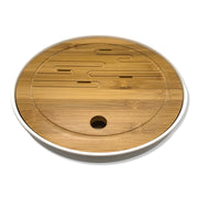White Wooden Circle Tea Tray - Shizen Cha