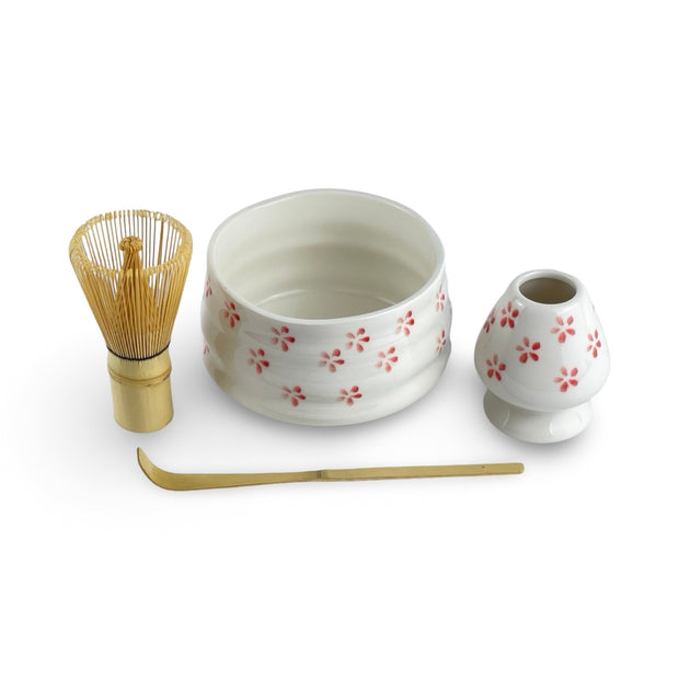 Hana White Matcha Tea Bowl Set - Shizen Cha