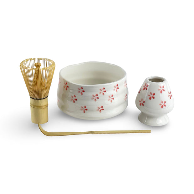 Hana White Matcha Tea Bowl Set - Shizen Cha