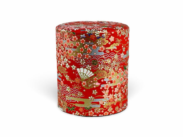 Japanese Aki Matsuri Washi Paper Tea Tin Container - Shizen Cha