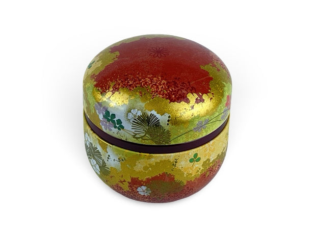 Japanese Autumn Festival Lacquered Tea Tin Container - Shizen Cha