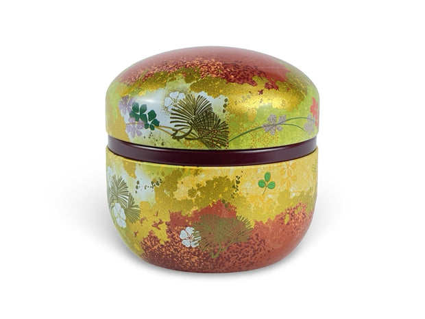 Japanese Autumn Festival Lacquered Tea Tin Container - Shizen Cha