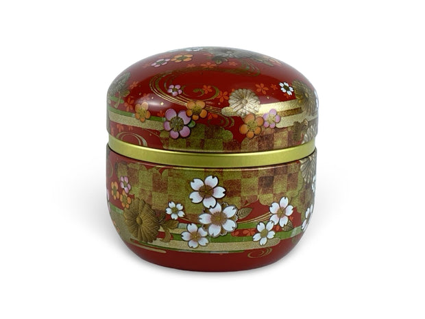 Japanese Autumn Flower Lacquered Tea Tin Container - Shizen Cha