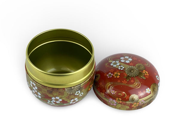 Japanese Autumn Flower Lacquered Tea Tin Container - Shizen Cha