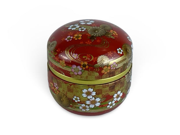 Japanese Autumn Flower Lacquered Tea Tin Container - Shizen Cha