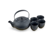 Japanese Black Ceramic Teapot Set - Shizen Cha