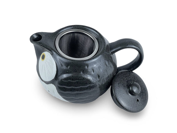 Japanese Black Fukuro Owl Teapot Set - Shizen Cha