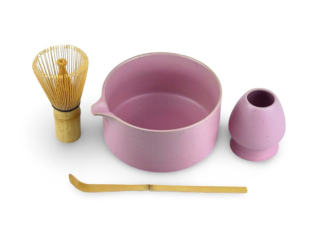 Japanese Blossom Blush Katakuchi Matcha Tea Bowl Set - Shizen Cha