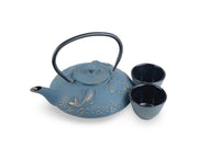 Japanese Blue Koi Cast Iron Tetsubin Teapot Set - Shizen Cha