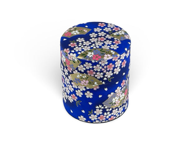 Japanese Blue Matsuri Washi Paper Tea Tin Container - Shizen Cha