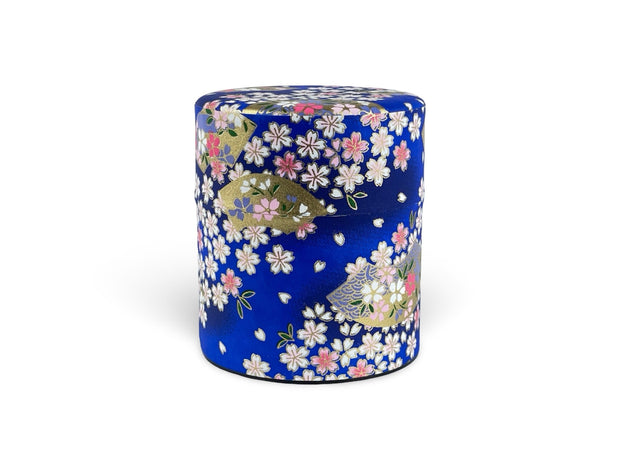 Japanese Blue Matsuri Washi Paper Tea Tin Container - Shizen Cha