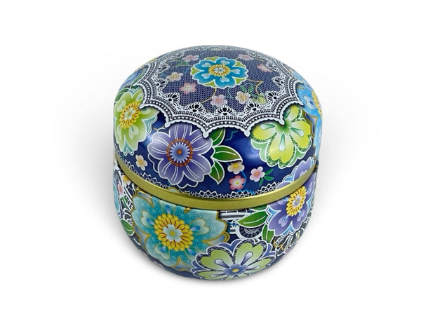 Japanese Festive Blue Lacquered Tea Tin Container - Shizen Cha