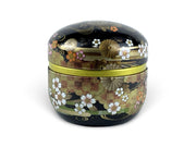 Japanese Midnight Flower Blossom Lacquered Tea Tin - Shizen Cha