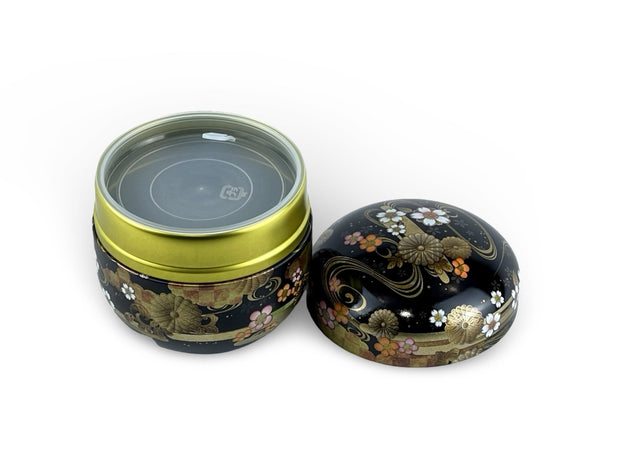 Japanese Midnight Flower Blossom Lacquered Tea Tin - Shizen Cha