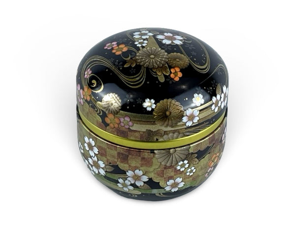 Japanese Midnight Flower Blossom Lacquered Tea Tin - Shizen Cha