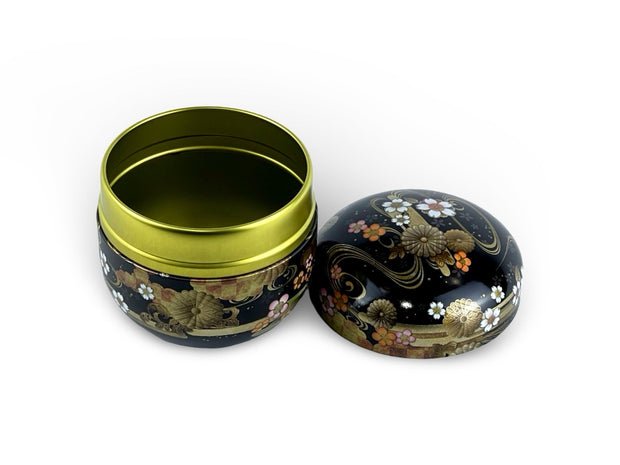 Japanese Midnight Flower Blossom Lacquered Tea Tin - Shizen Cha