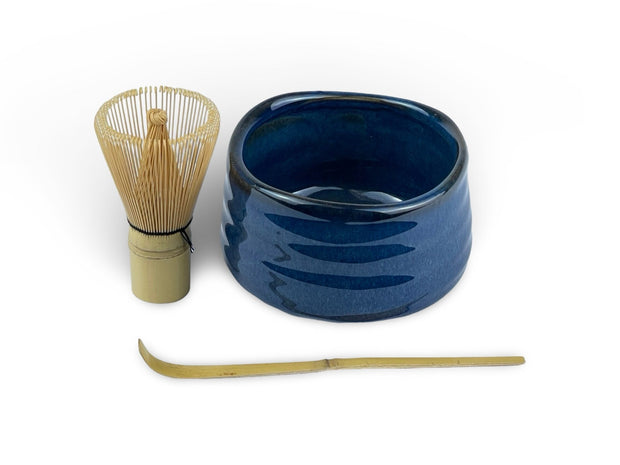 Japanese Ocean Blue Matcha Tea Bowl Set - Shizen Cha