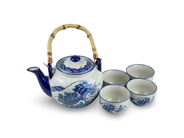 Japanese Ocean Wave Teapot Set - Shizen Cha