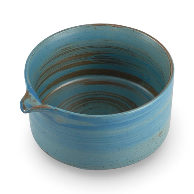 Japanese Pebble Blue Katakuchi Matcha Tea Bowl - Shizen Cha