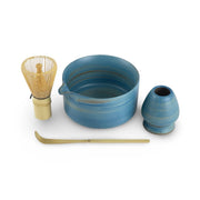 Japanese Pebble Blue Katakuchi Matcha Tea Bowl Set - Shizen Cha