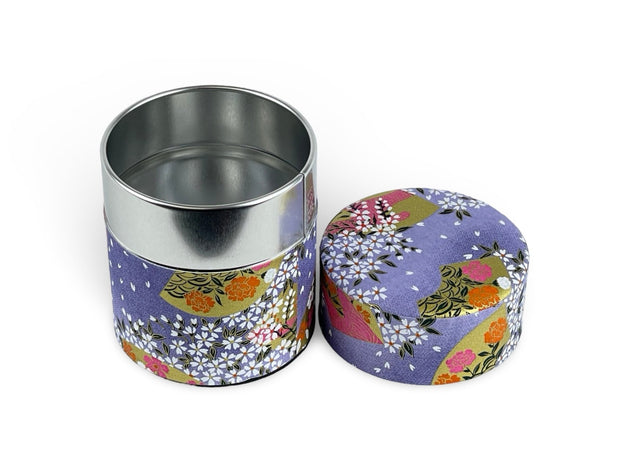 Japanese Purple Matsuri Washi Paper Tea Tin Container - Shizen Cha