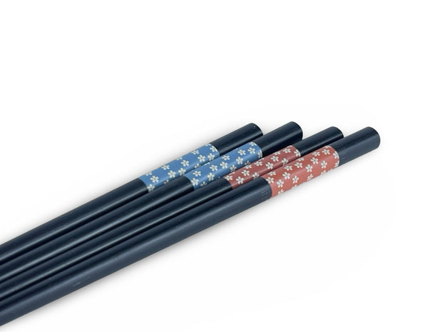 Japanese Red & Blue Hana Chopstick Set - Shizen Cha