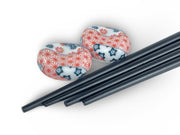 Japanese Red & Blue Hana Chopstick Set - Shizen Cha