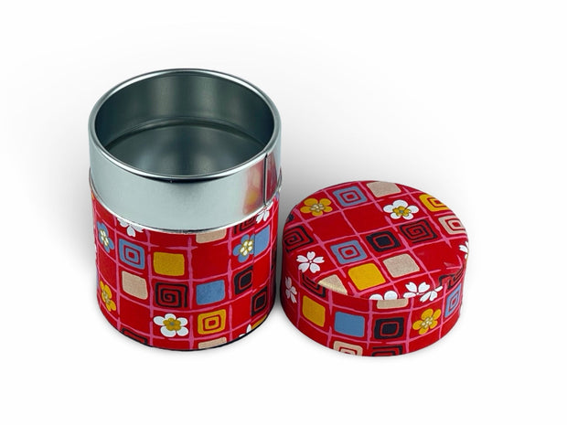 Japanese Red Hana Washi Tea Tin Container - Shizen Cha