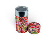 Japanese Red Matsuri Washi Paper Tea Tin Container - Shizen Cha