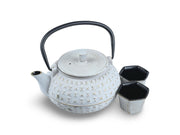 Japanese Rustic White Cast Iron Tetsubin Teapot Set - Shizen Cha