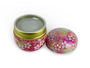 Japanese Sakura Blossom Pink Lacquered Tea Tin Container - Shizen Cha