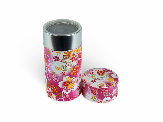 Japanese Sakura Blossom Pink Washi Paper Tea Tin Container - Shizen Cha