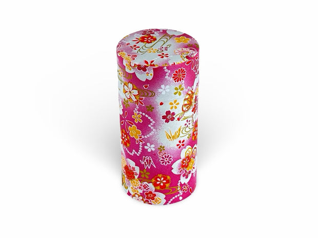 Japanese Sakura Blossom Pink Washi Paper Tea Tin Container - Shizen Cha