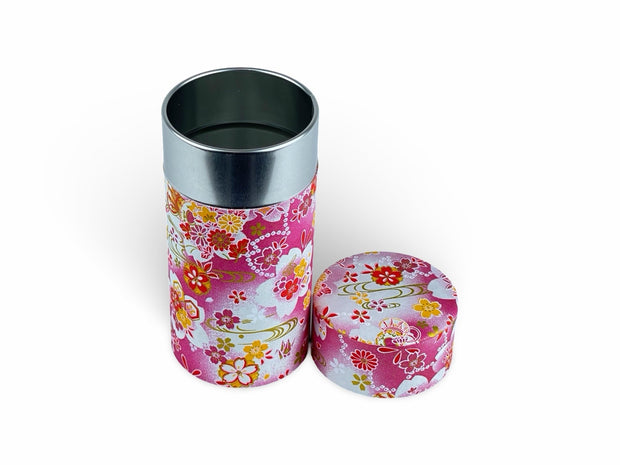 Japanese Sakura Blossom Pink Washi Paper Tea Tin Container - Shizen Cha