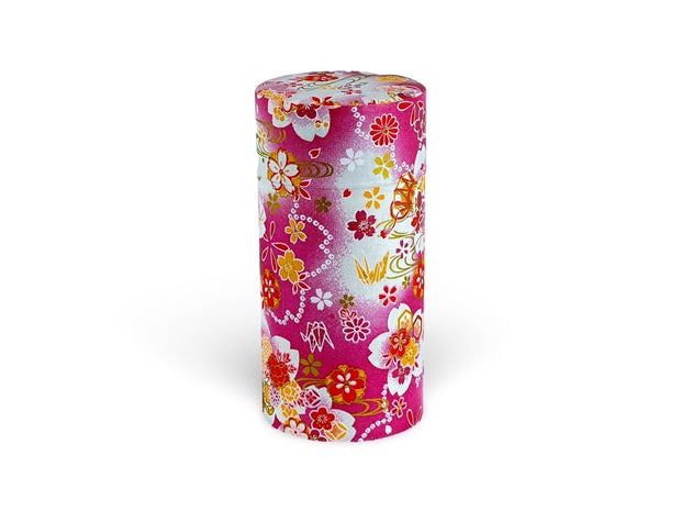 Japanese Sakura Blossom Pink Washi Paper Tea Tin Container - Shizen Cha