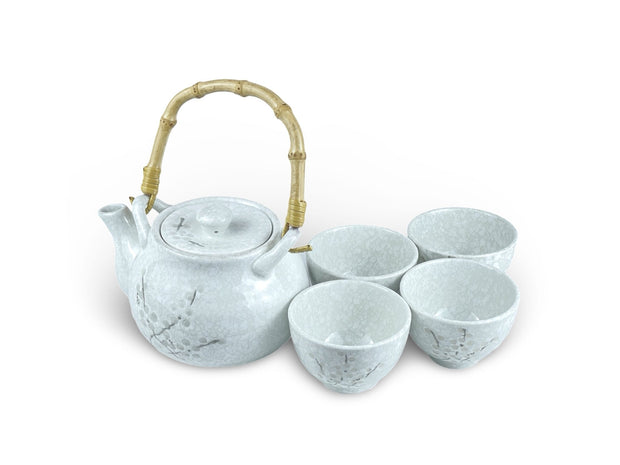 Japanese White Cherry Snow Blossom Teapot Set - Shizen Cha