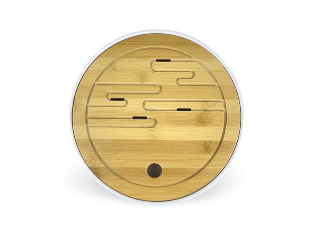 Japanese White Wooden Round Tea Tray - Shizen Cha