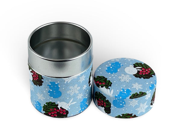 Japanese Winter Rabbit Washi Paper Tea Tin Container - Shizen Cha