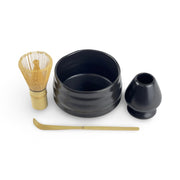 Matte Black Matcha Tea Bowl Set - Shizen Cha