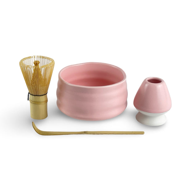 Matte Pink Matcha Tea Bowl Set - Shizen Cha