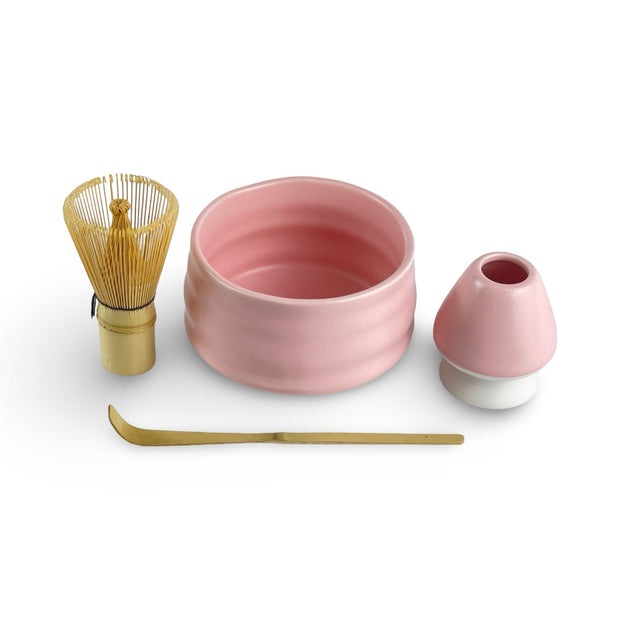 Matte Pink Matcha Tea Bowl Set - Shizen Cha