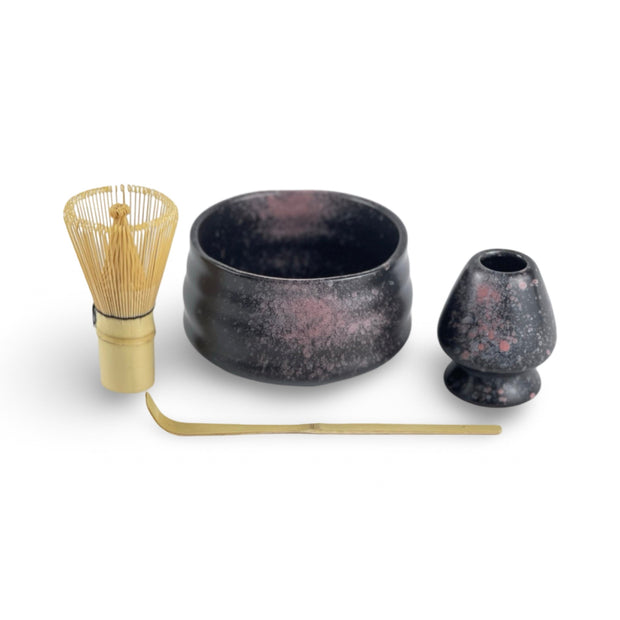 Nebula Black Matcha Tea Bowl Set - Shizen Cha